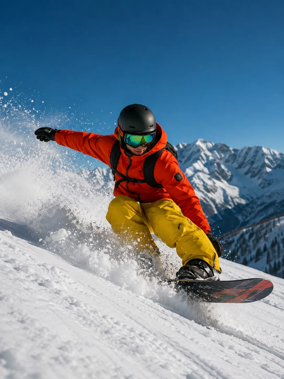 Snowboarder — original photo before the pixel stretch effect