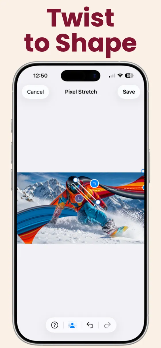 Pixel Stretch Pro editor — twist to shape
